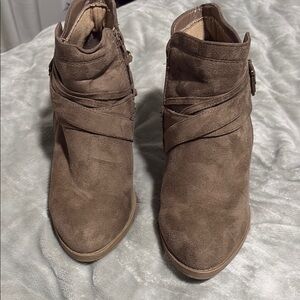 Charlotte Russe Taupe Suede Ankle Booties